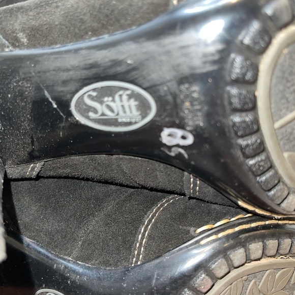 Sofft Women's Boots Size 8M Black Leather and Dyed Shearling Lamb Cone Heel - Picture 12 of 12